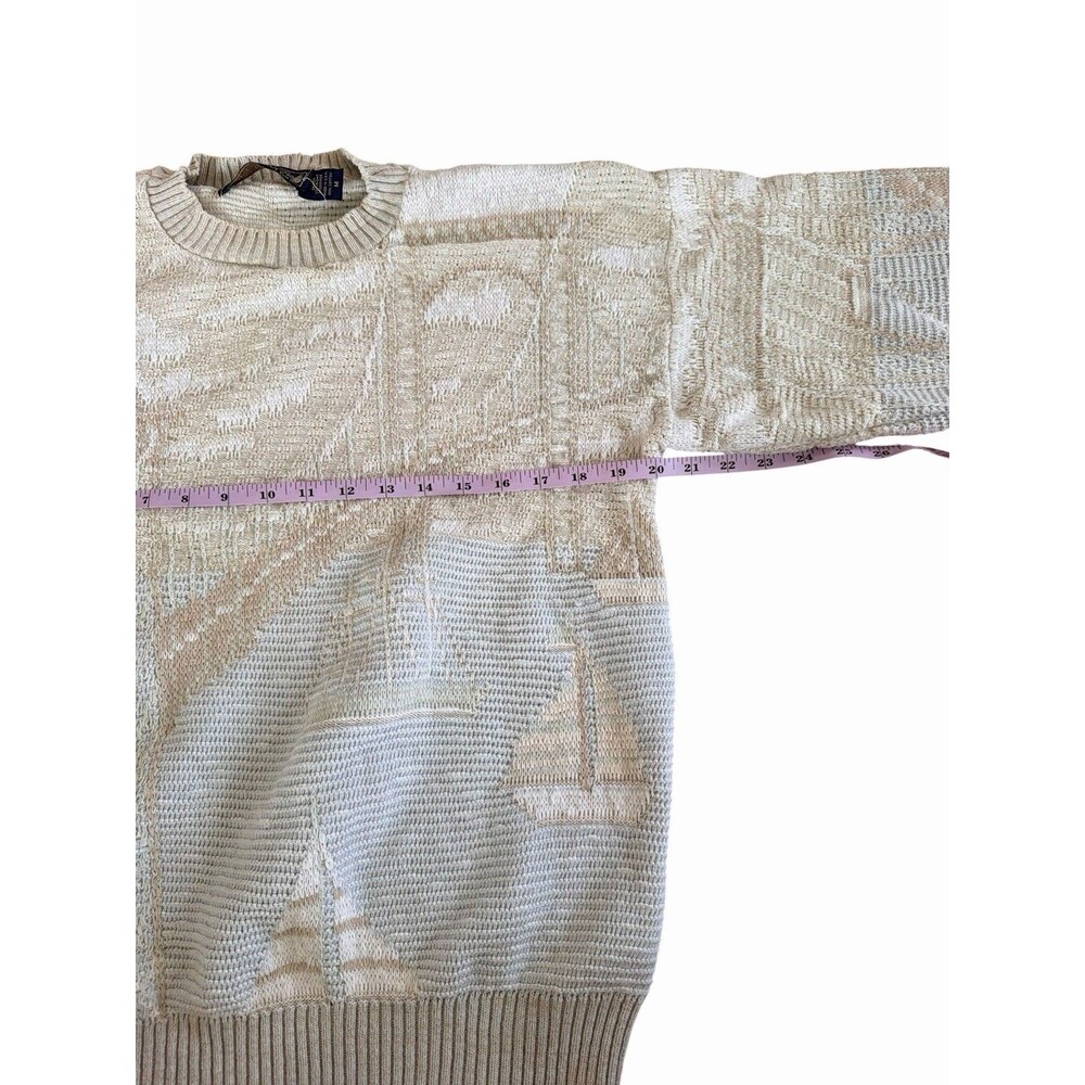 Vintage Crossings Sail Boat Cotton Knit Sweater M Coastal Nautical Heritage Twee - Picture 3 of 4